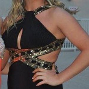 Black and Gold long dress, size 6